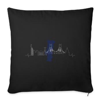 Silhouette de la ligne d’horizon du Portugal - Housse de coussin décorative 45 x 45 cm - noir - Devant