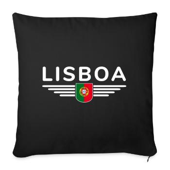 T-shirt de fan de Lisbonne pour les amoureux du Portugal - Housse de coussin décorative 45 x 45 cm - noir - Devant
