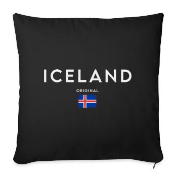 Drapeau de l’Islande, fierté islandaise - Housse de coussin décorative 45 x 45 cm - noir - Devant