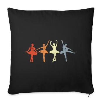 Ballet Fille Danse Look Vintage - Housse de coussin décorative 45 x 45 cm - noir - Devant
