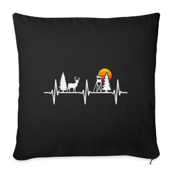 Hunter Hunting Heartbeat Cerf Siège Haut - Housse de coussin décorative 45 x 45 cm - noir - Devant