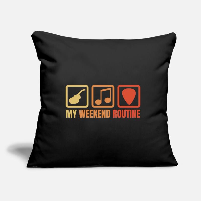 Routine du week-end guitariste Housse de coussin décorative 45 x 45 cm