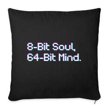 8 Bit Soul, 64 bit heart - Sofa pillowcase 17,3'' x 17,3'' (45 x 45 cm) - black - Front