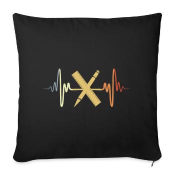 Vintage Ruler Heartbeat - Sofa pillowcase 17,3'' x 17,3'' (45 x 45 cm) - black - Front