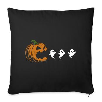 Fantôme, Costume de fête d’Halloween - Jeu de citrouille - Housse de coussin décorative 45 x 45 cm - noir - Devant