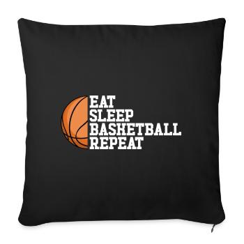 Manger Dormir Basketball Répéter Fille Garçon - Housse de coussin décorative 45 x 45 cm - noir - Devant