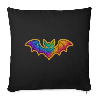 Galaktische Bat-Glitzerfledermaus - Sofakissenbezug 45 x 45 cm - Schwarz - Vorne