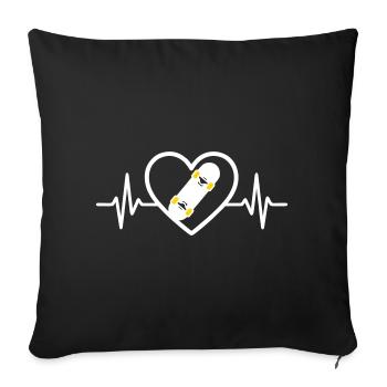 Skateboarding Heart Sport Urban Street Passion - Sofa pillowcase 17,3'' x 17,3'' (45 x 45 cm) - black - Front