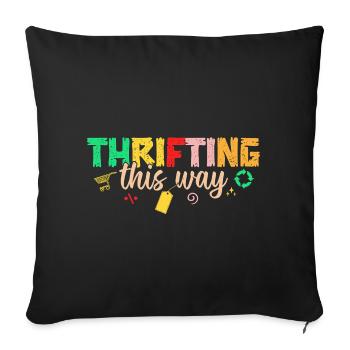 Thrift Shopper Thrifting This Way Thrift Store - Sofa pillowcase 17,3'' x 17,3'' (45 x 45 cm) - black - Front