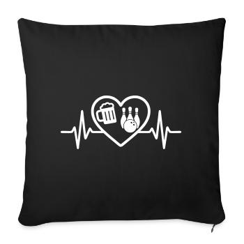 Cœur Bière Bowling Humour - Housse de coussin décorative 45 x 45 cm - noir - Devant