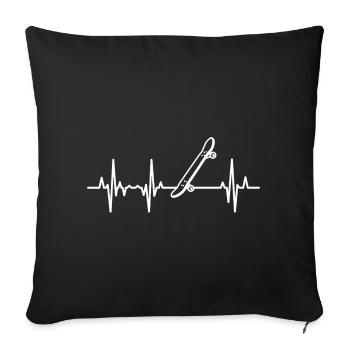 Skateboard EKG Herzlinie - Sofakissenbezug 45 x 45 cm - Schwarz - Vorne