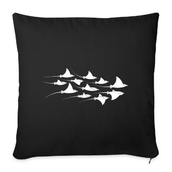 Manta Ray, Devil Ray, Stingray, Diver - Sofa pillowcase 17,3'' x 17,3'' (45 x 45 cm) - black - Front