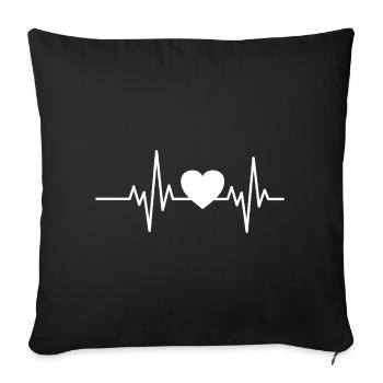Heartbeat Heartline Design - Sofa pillowcase 17,3'' x 17,3'' (45 x 45 cm) - black - Front