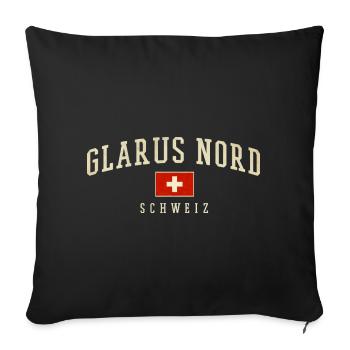 Emblème vintage suisse de Glarus Nord - Housse de coussin décorative 45 x 45 cm - noir - Devant