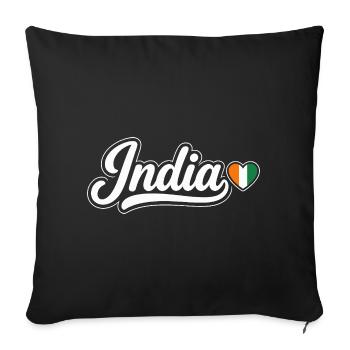 India Script with Flag Heart Patriotic - Sofa pillowcase 17,3'' x 17,3'' (45 x 45 cm) - black - Front