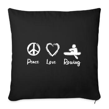 Paix, Amour, Aviron, Aviron - Housse de coussin décorative 45 x 45 cm - noir - Devant