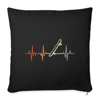 Retro Skateboard Heartbeat - Sofa pillowcase 17,3'' x 17,3'' (45 x 45 cm) - black - Front