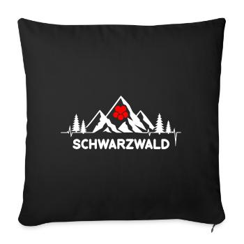 Schwarzwald mit Herzschlag und Herz Hut Berge - Sofakissenbezug 45 x 45 cm - Schwarz - Vorne