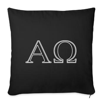 Alpha- und Omega-Minimalistische Linienzeichnungen - Sofakissenbezug 45 x 45 cm - Schwarz - Vorne