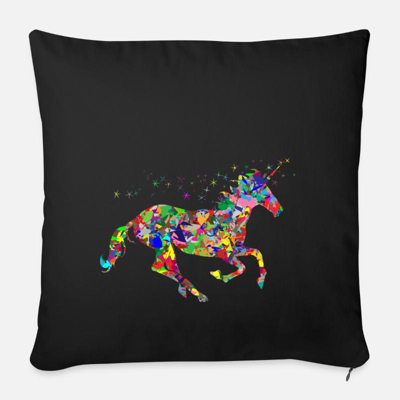 Licorne en couleur - Housse de coussin décorative 45 x 45 cm - noir