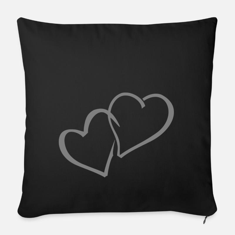 cœur - Housse de coussin décorative 45 x 45 cm - noir