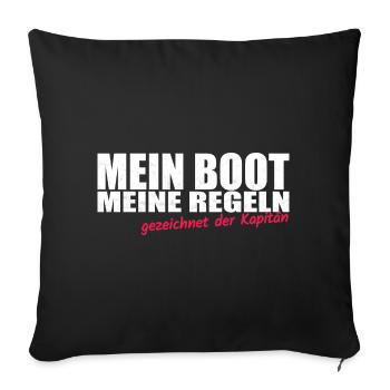 Kapitän Boot Schiff Geschenk - Sofakissenbezug 45 x 45 cm - Schwarz - Vorne