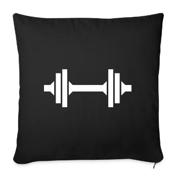 Fitness gym haltère haltérophilie sport symbol club - Housse de coussin décorative 45 x 45 cm - noir - Devant