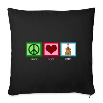 Peace Love Cello - Housse de coussin décorative 45 x 45 cm - noir - Devant