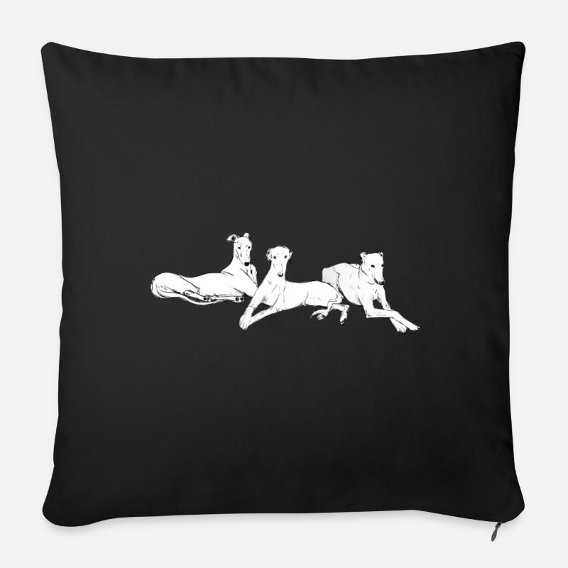 Trois lévriers - Housse de coussin décorative 45 x 45 cm - noir