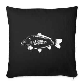 letzterWurf - White Carp - Karpfen - Sofakissenbezug 45 x 45 cm - Schwarz - Vorne