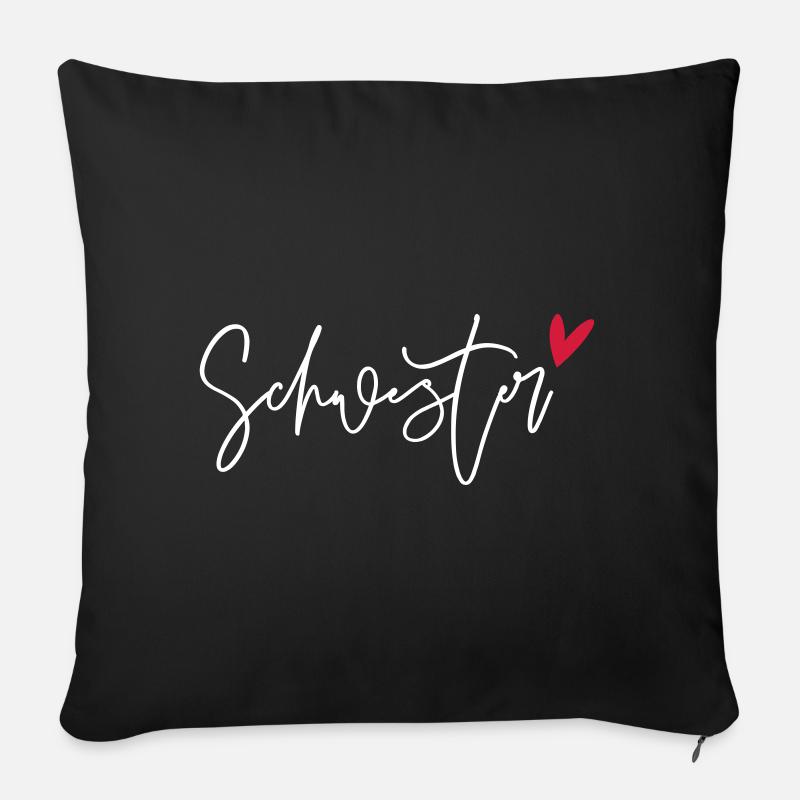 Schwesterherz - Sofakissenbezug 45 x 45 cm - Schwarz