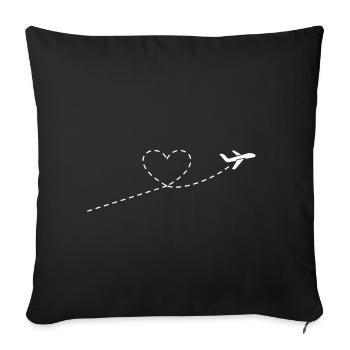 heartline airplane white - Sofa pillowcase 17,3'' x 17,3'' (45 x 45 cm) - black - Front
