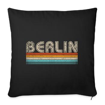 Berlin Hauptstadt Retro Streifen 70er 80er Jahre - Sofakissenbezug 45 x 45 cm - Schwarz - Vorne