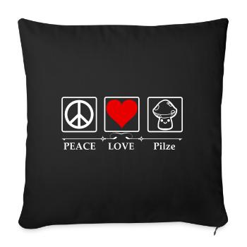 Chef ramasseurs de champignons Peace Love - Housse de coussin décorative 45 x 45 cm - noir - Devant
