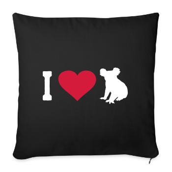 Koala Australia I Love Koala Koala Bear Heart - Sofa pillowcase 17,3'' x 17,3'' (45 x 45 cm) - black - Front