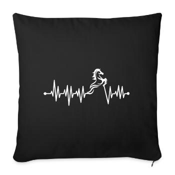Pferd Herzschlag Heartbeat - Sofakissenbezug 45 x 45 cm - Schwarz - Vorne