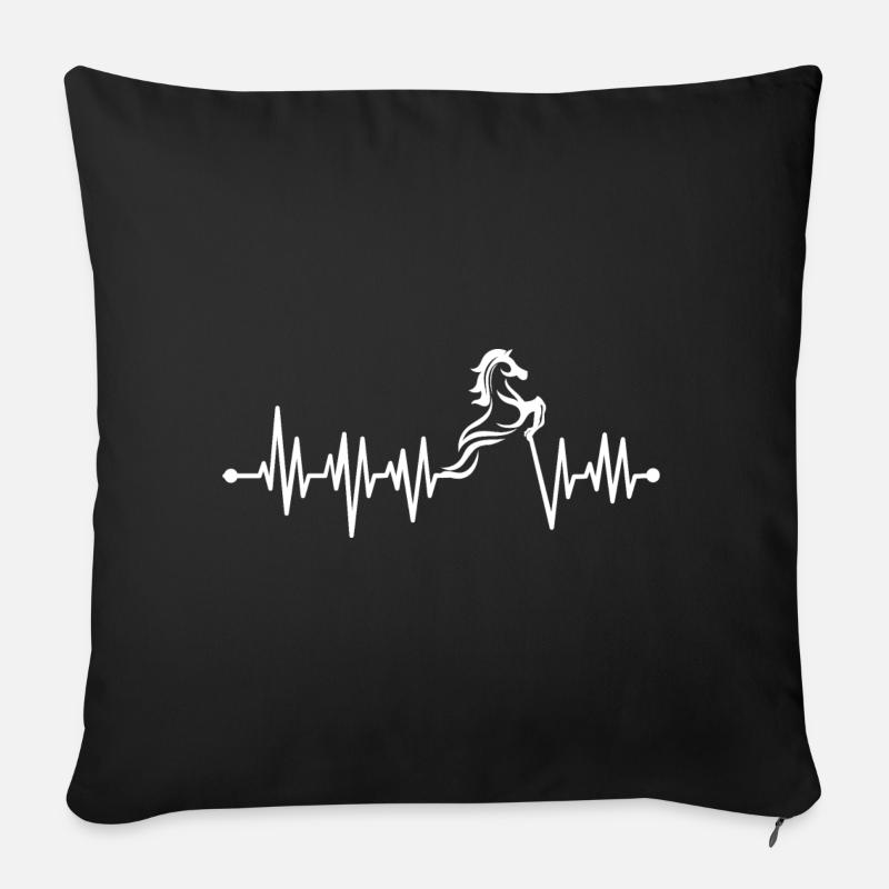 Pferd Herzschlag Heartbeat - Sofakissenbezug 45 x 45 cm - Schwarz