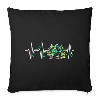 Forest Heartbeat Trees Symbol Pulse ECG icon Graphic - Sofa pillowcase 17,3'' x 17,3'' (45 x 45 cm) - black - Front