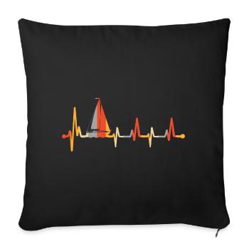 Vintage Heartbeat Sailboat - Sofa pillowcase 17,3'' x 17,3'' (45 x 45 cm) - black - Front