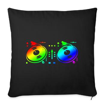 Turntable Disc Jockey - Sofa pillowcase 17,3'' x 17,3'' (45 x 45 cm) - black - Front