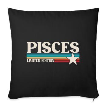 Signe du zodiaque Poissons - Housse de coussin décorative 45 x 45 cm - noir - Devant