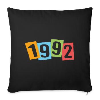 Né en 1992 – Anniversaire avec de grands numéros colorés - Housse de coussin décorative 45 x 45 cm - noir - Devant