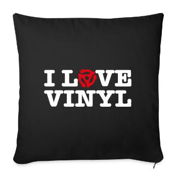 I love vinyl records - retro lettering - Sofa pillowcase 17,3'' x 17,3'' (45 x 45 cm) - black - Front