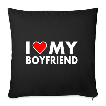 I love my boyfriend - Housse de coussin décorative 45 x 45 cm - noir - Devant