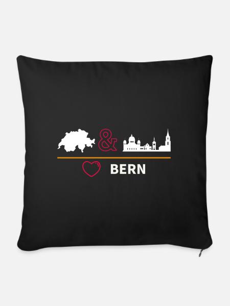 BERN - Sofakissenbezug 45 x 45 cm - Schwarz