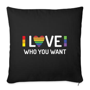 Pride Month - Love Who You Want - Sofa pillowcase 17,3'' x 17,3'' (45 x 45 cm) - black - Front
