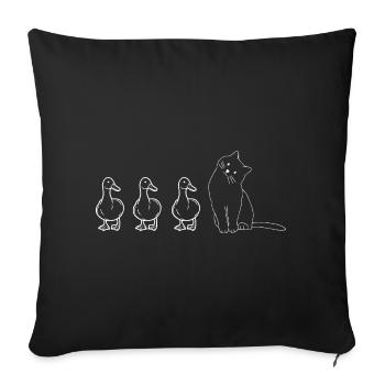 Cute Animals Ducks and Cat - Sofa pillowcase 17,3'' x 17,3'' (45 x 45 cm) - black - Front