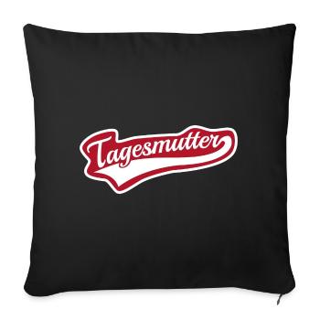 Tagesmutter swoosh Schriftzug Tagesmama - Sofakissenbezug 45 x 45 cm - Schwarz - Vorne