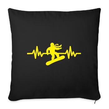Heartbeat Snowboard - Sports d’hiver Piste de neige - Housse de coussin décorative 45 x 45 cm - noir - Devant