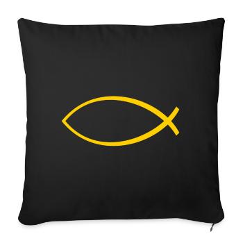 Ichtus poisson jaune - Housse de coussin décorative 45 x 45 cm - noir - Devant